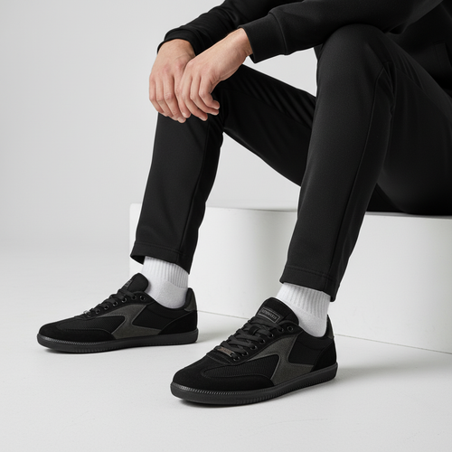 004-5-02 Adidași Urban din plasă și piele de căprioară - Negru/Gri