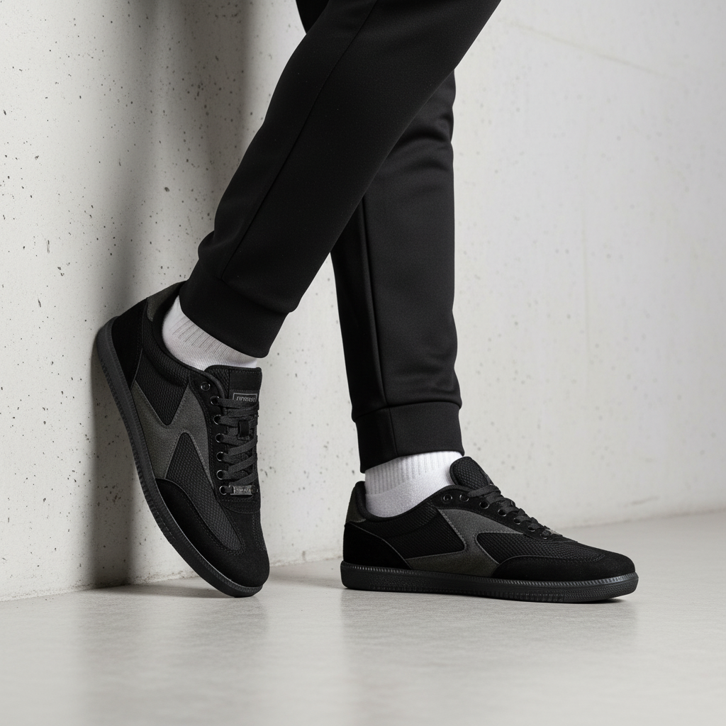 004-5-02 Adidași Urban din plasă și piele de căprioară - Negru/Gri