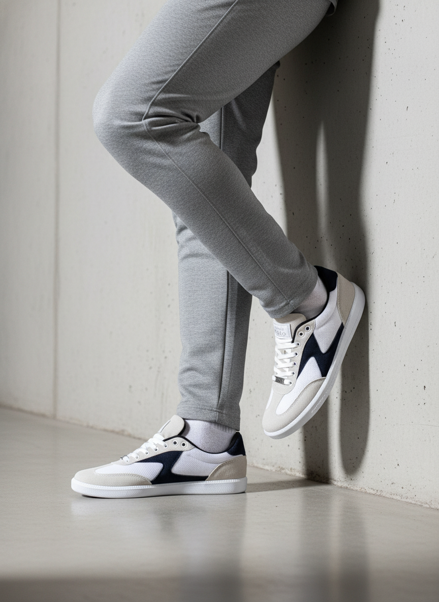 004-5-03 Adidași clasici cu talpă joasă pentru bărbați – Albastru marin