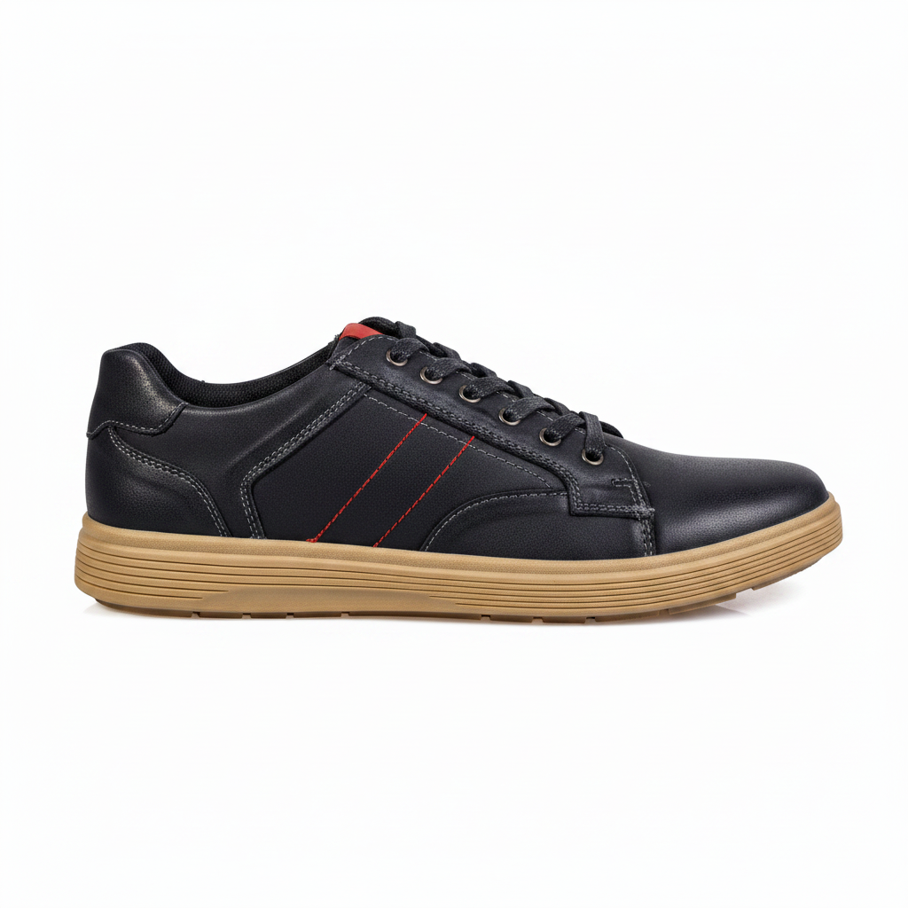 K329-1 Black Premium Men's Genuine Leather Everyday Shoes