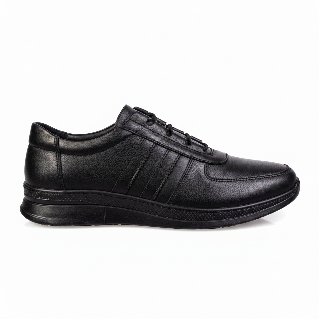 7021 Black Premium Men's Genuine Leather Everyday Shoes