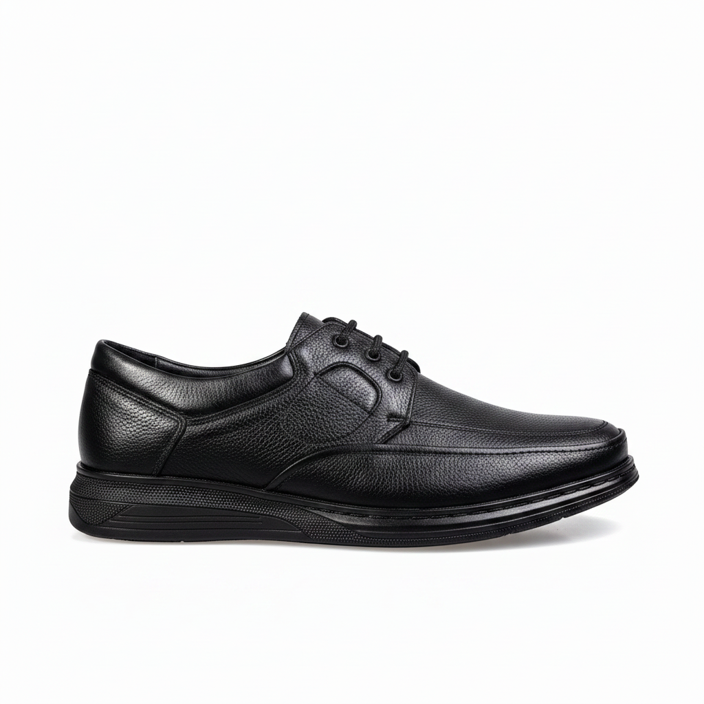 7014 Czarne męskie buty codzienne z prawdziwej skóry klasy premium