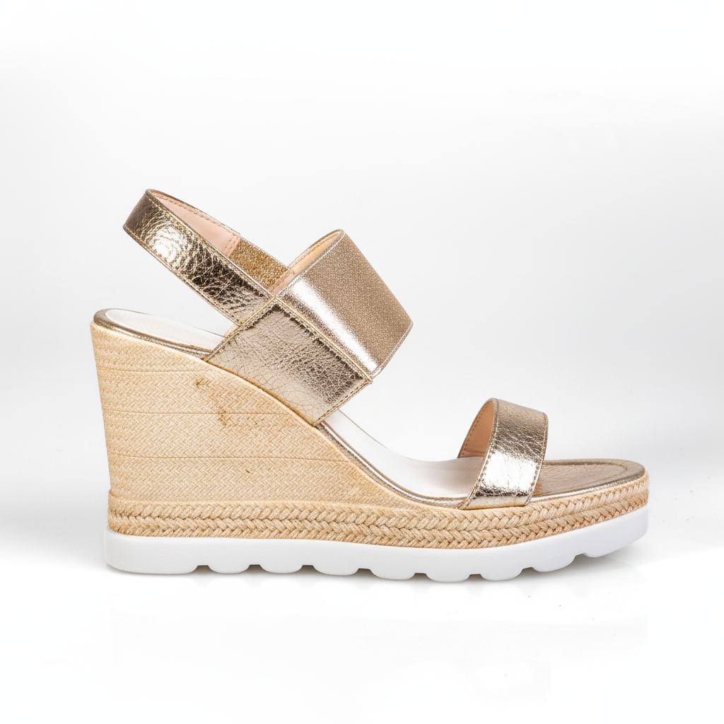 A3463-29 Sandale cu toc înalt metalic auriu pentru femei