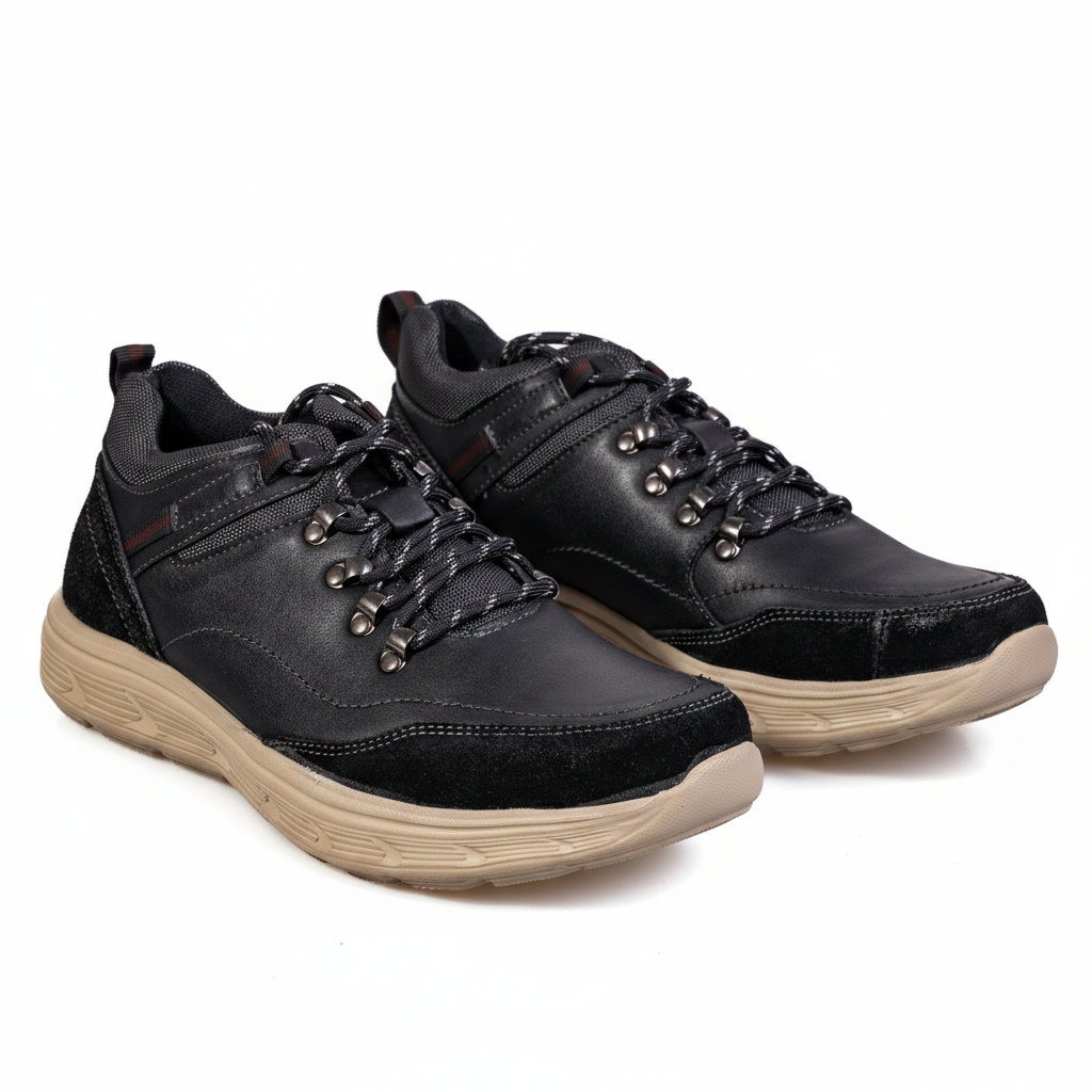 K362-1 Černé pánské boty z pravé kůže pro každodenní nošení