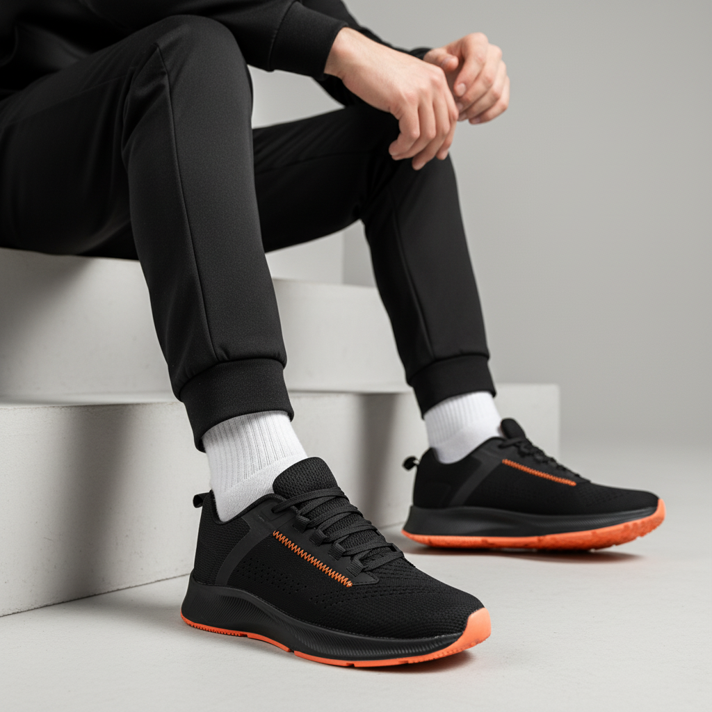 0268-5 Sportovní tenisky Kinetic Mesh – černá/oranžová