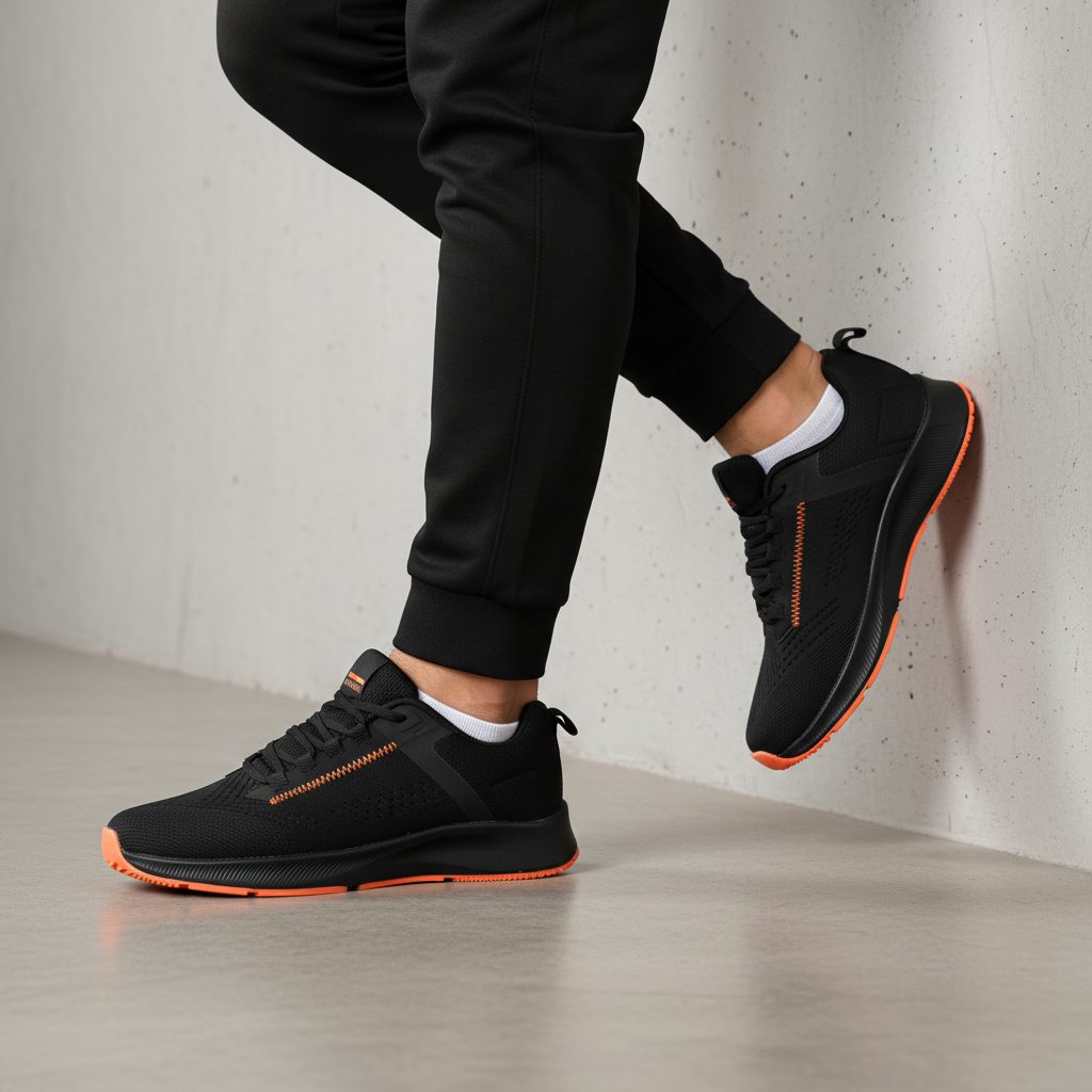 0268-5 Sportovní tenisky Kinetic Mesh – černá/oranžová