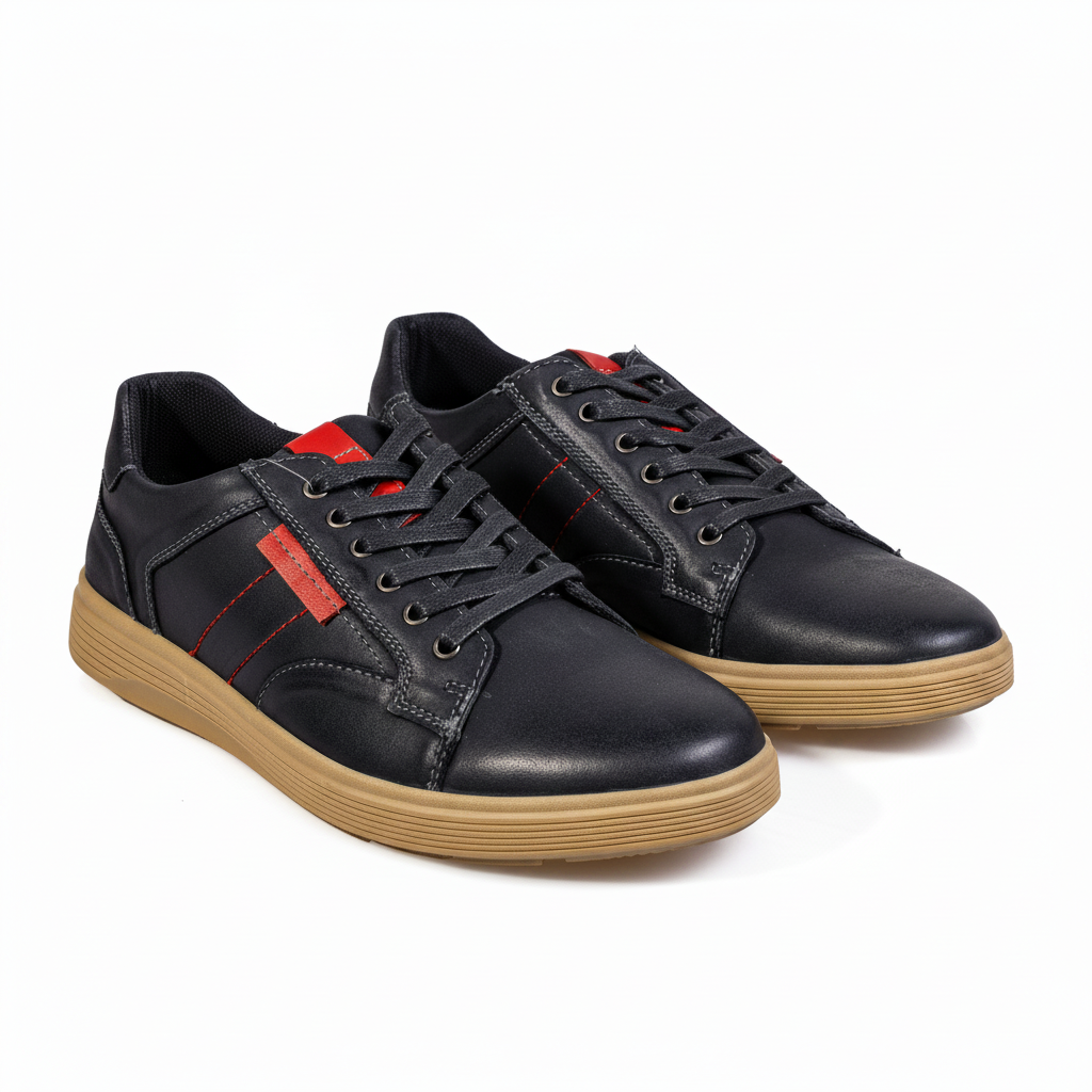 K329-1 Black Premium Men's Genuine Leather Everyday Shoes