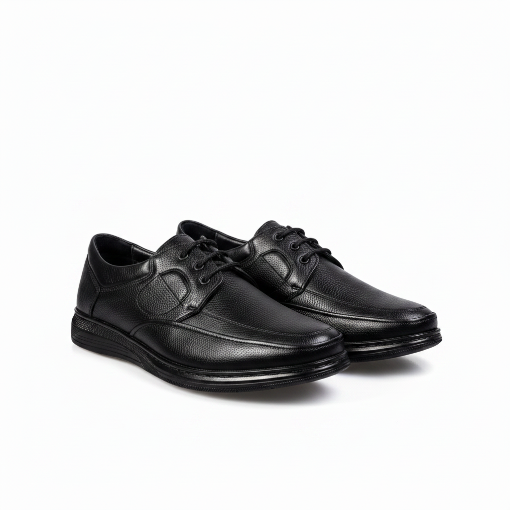 7014 Czarne męskie buty codzienne z prawdziwej skóry klasy premium