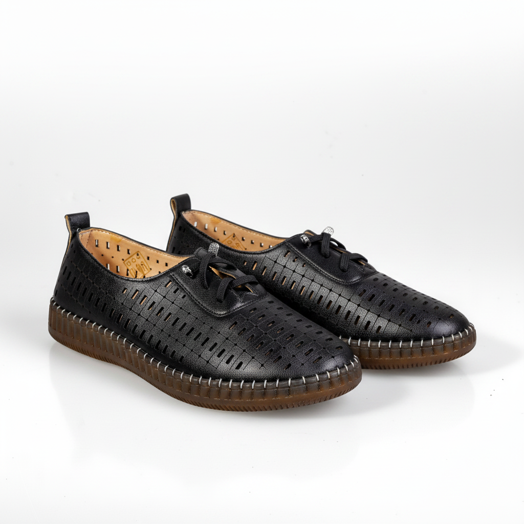 S567-1 Pantofi de zi cu zi ușori din material textil pentru femei, negri