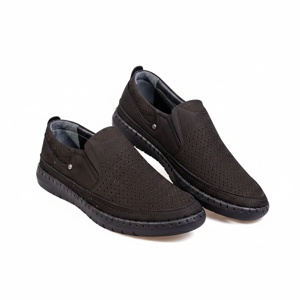 5104 Black Nubuk Premium Men's Genuine Leather Everyday Shoes