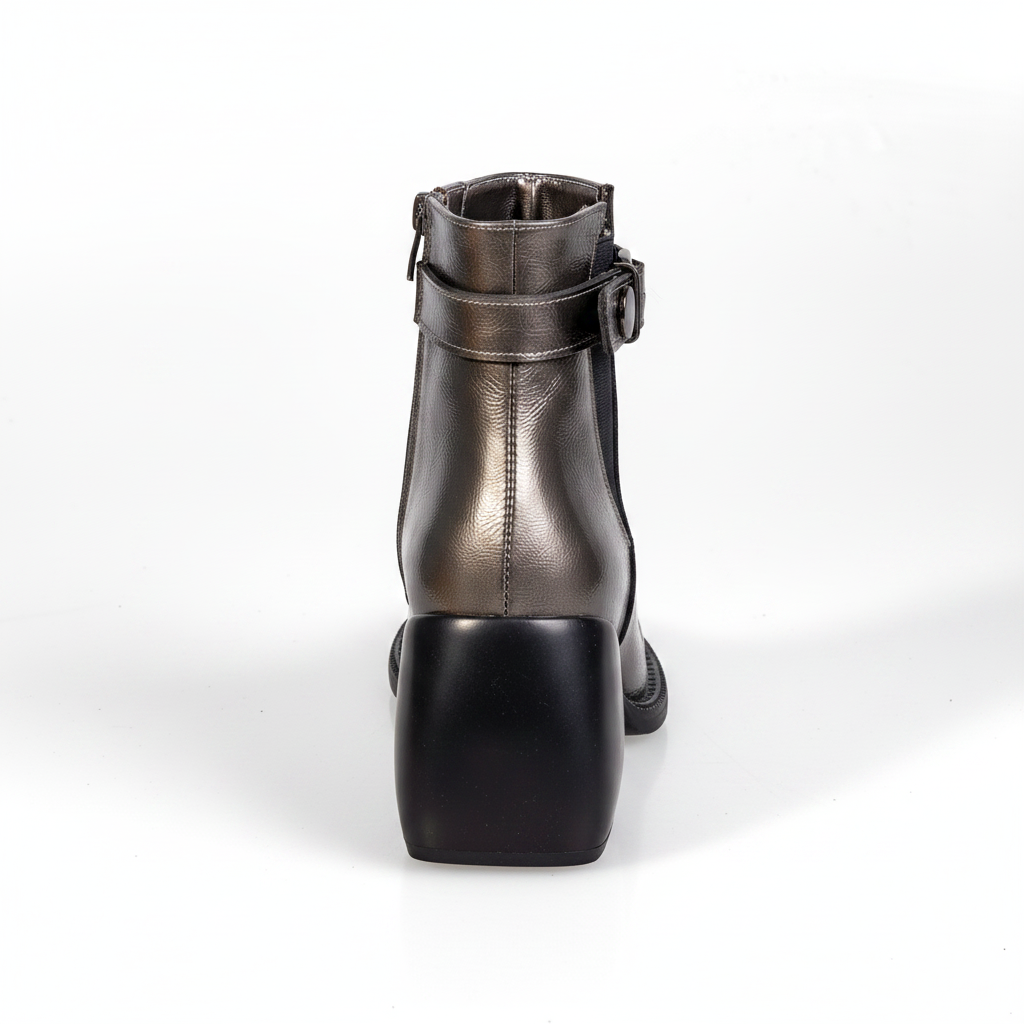 SL1776 Ghete metalice lucioase pentru femei, de culoare platină
