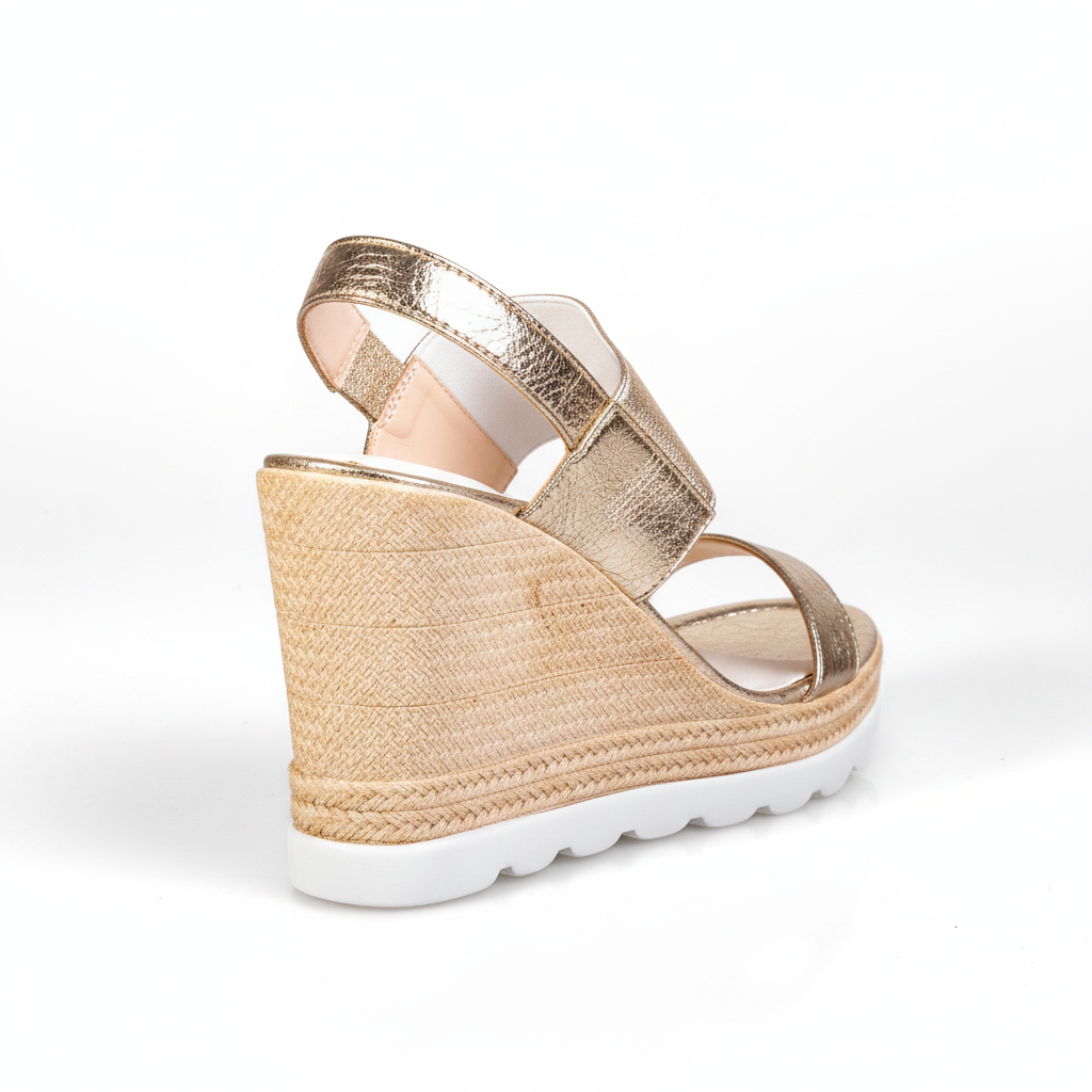 A3463-29 Sandale cu toc înalt metalic auriu pentru femei