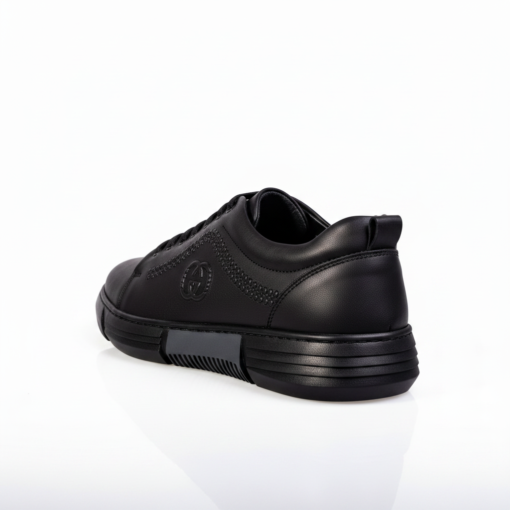 7036 Černé pánské boty z pravé kůže pro každodenní nošení