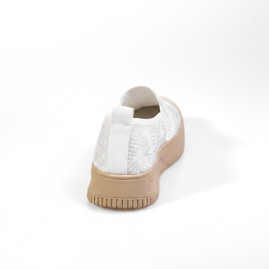 S559-2 Pantofi de zi cu zi eleganți pentru femei, din material textil, de culoare albă și ușori