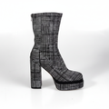 SL2099 Cizme cu platformă pentru femei, negre, cu model geometric