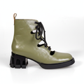 Z820 Green Women's Open-Side Lace-Up Patent Boots
