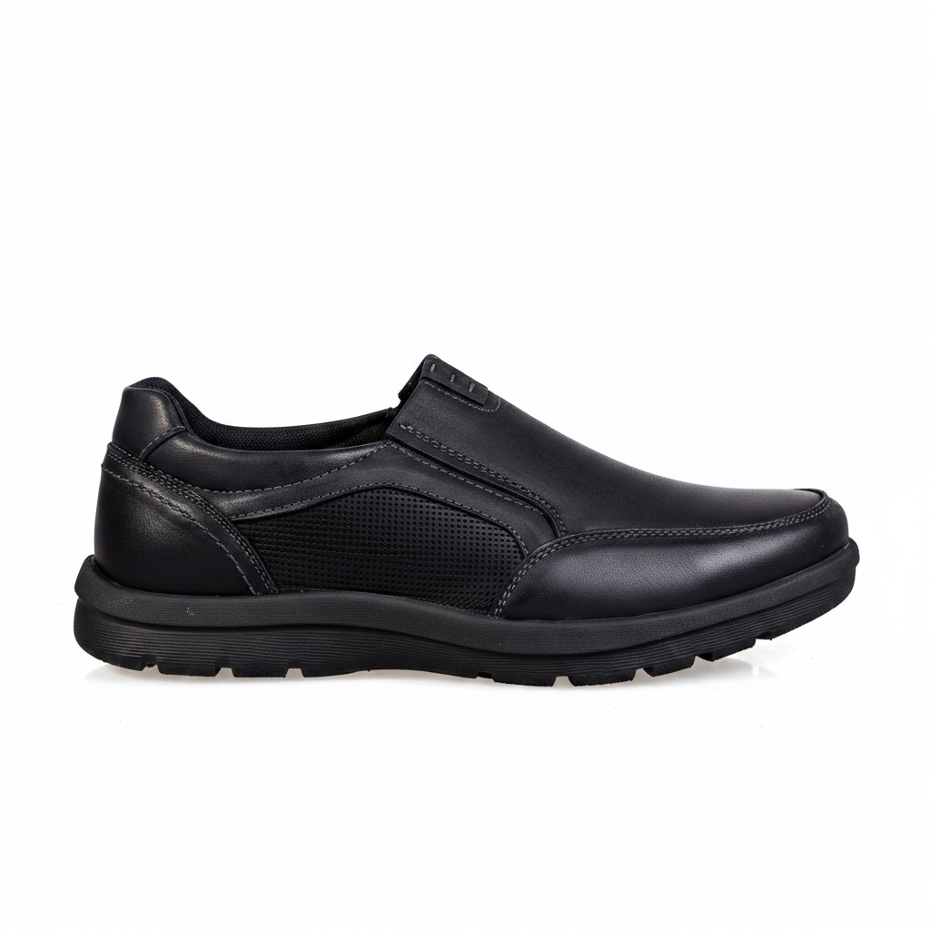 K375-1 Black Premium Men's Genuine Leather Everyday Shoes