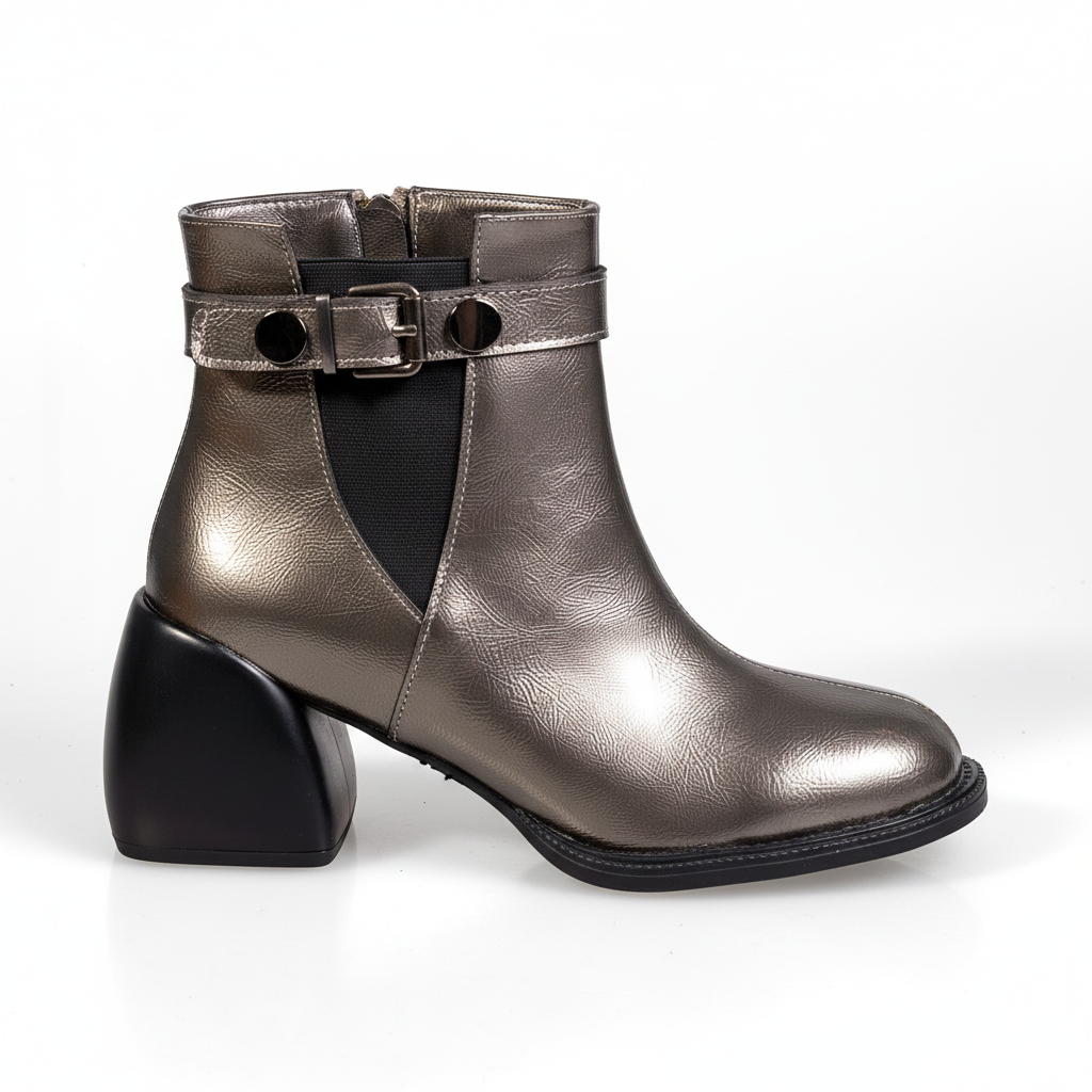 SL1776 Ghete metalice lucioase pentru femei, de culoare platină