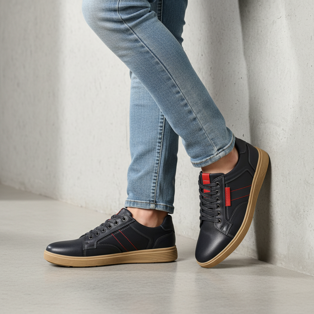 K329-1 Black Premium Men's Genuine Leather Everyday Shoes