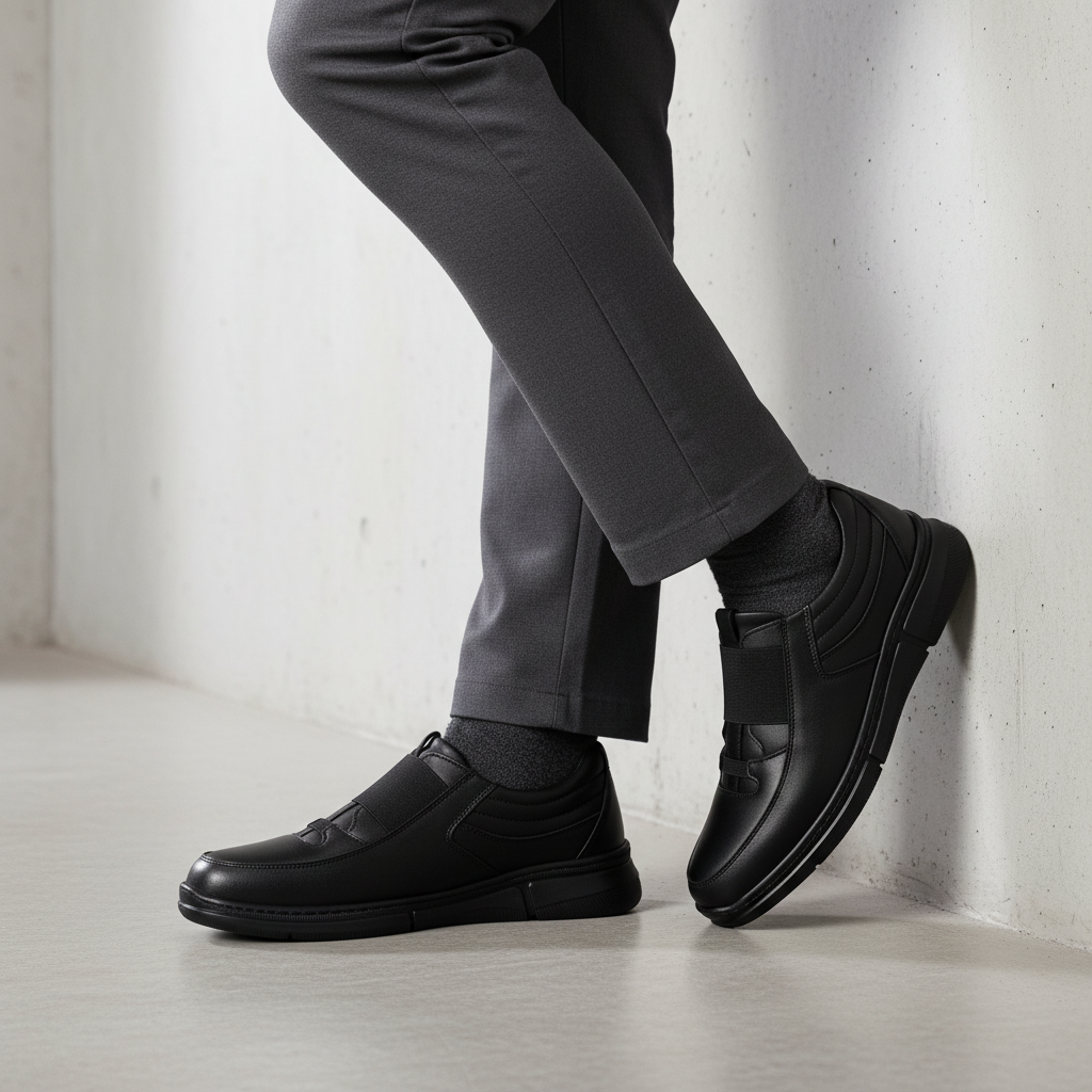 7048 Czarne, wysokiej jakości męskie buty codzienne z prawdziwej skóry
