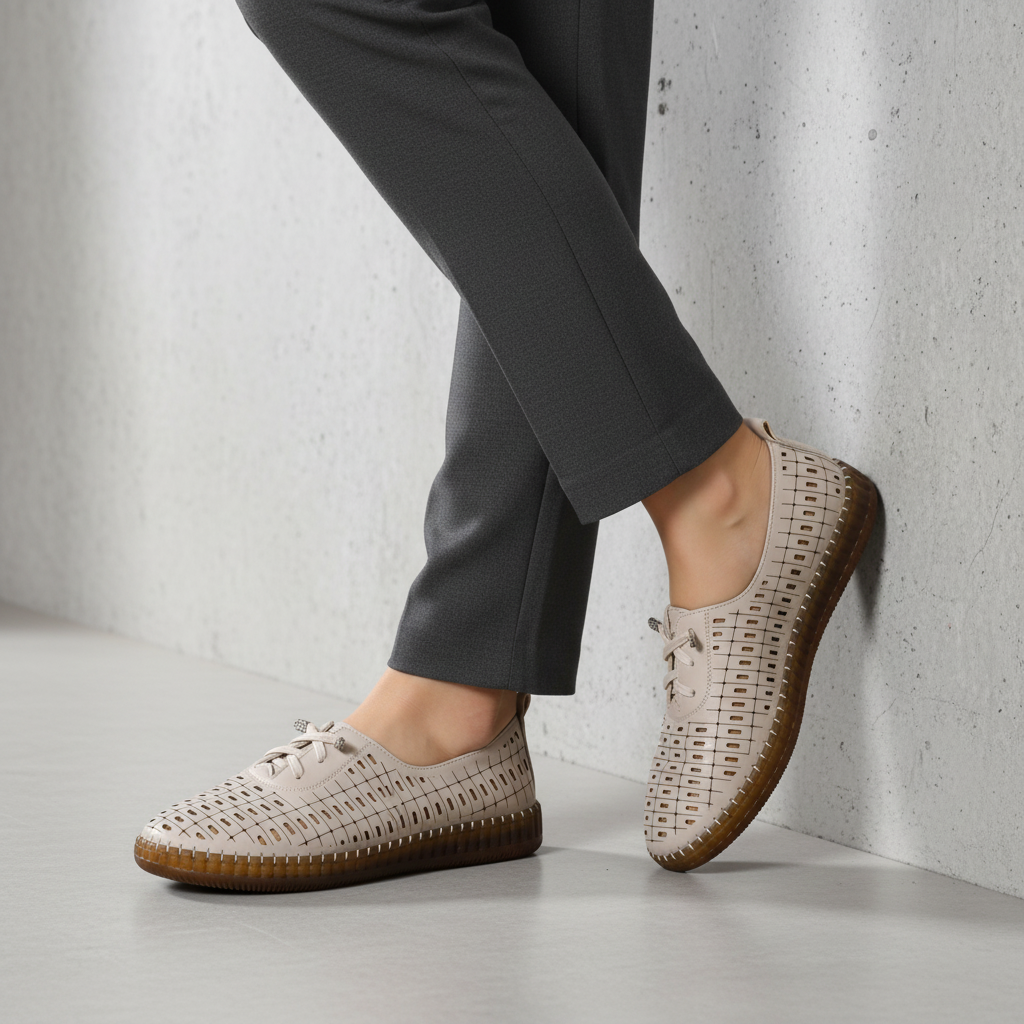 S567-3 Pantofi de zi cu zi ușori din material textil, pentru femei, de culoare bej