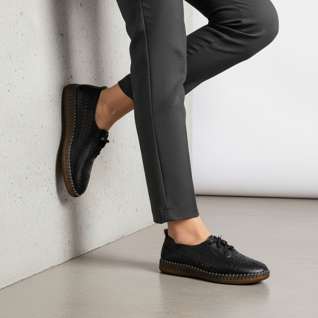S567-1 Pantofi de zi cu zi ușori din material textil pentru femei, negri