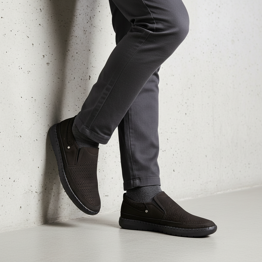 5104 Black Nubuk Premium Men's Genuine Leather Everyday Shoes
