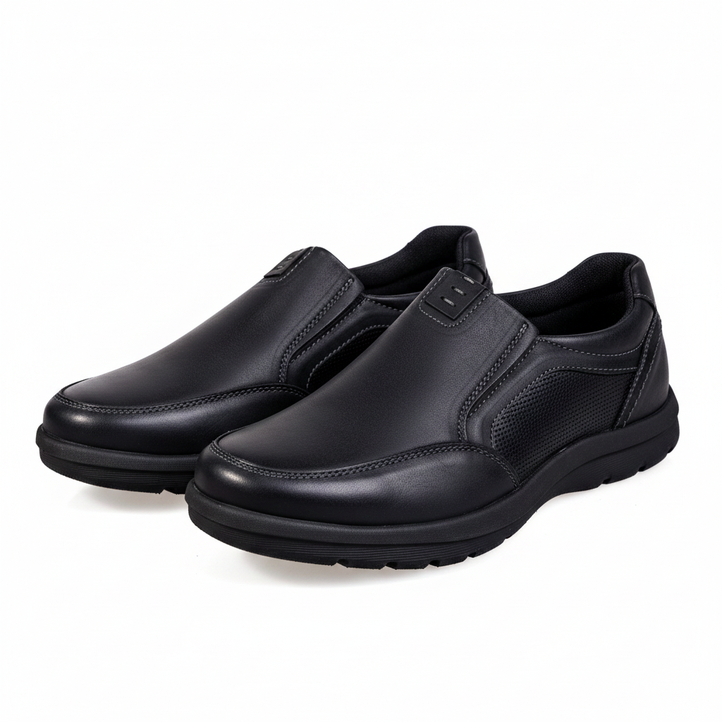 K375-1 Black Premium Men's Genuine Leather Everyday Shoes