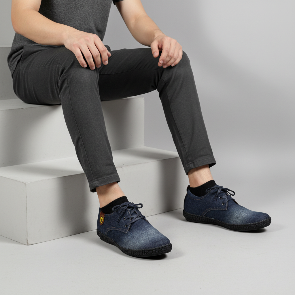 S577 Modré pánské lehké textilní boty na každodenní nošení