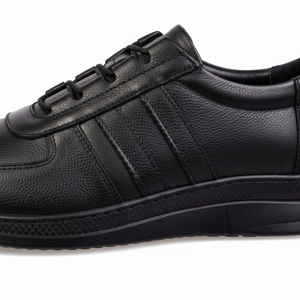 7021 Black Premium Men's Genuine Leather Everyday Shoes