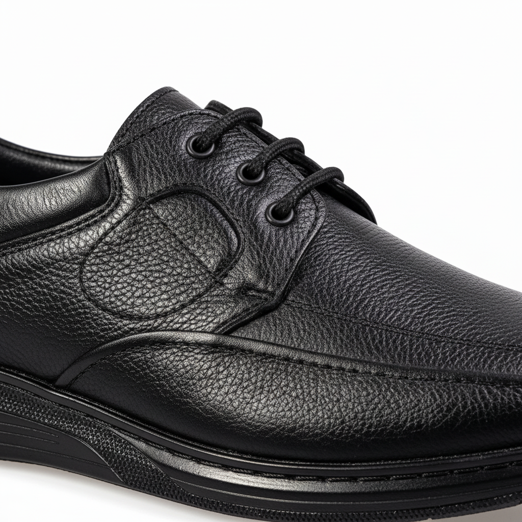 7014 Czarne męskie buty codzienne z prawdziwej skóry klasy premium