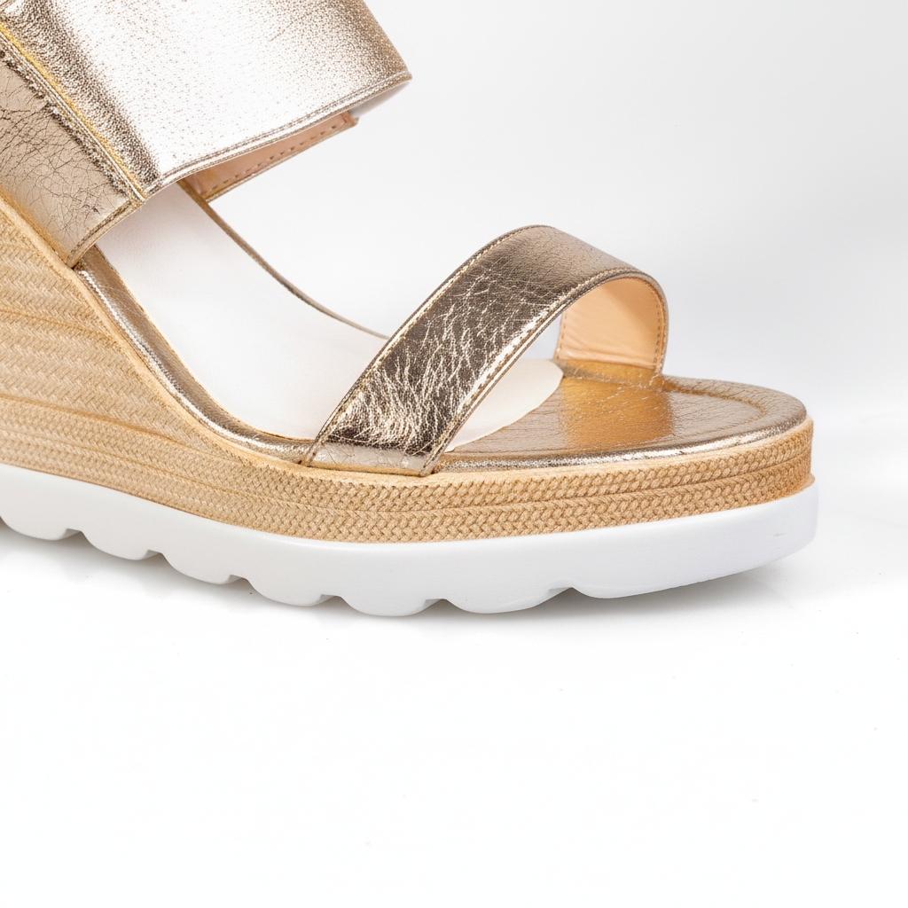 A3463-29 Sandale cu toc înalt metalic auriu pentru femei