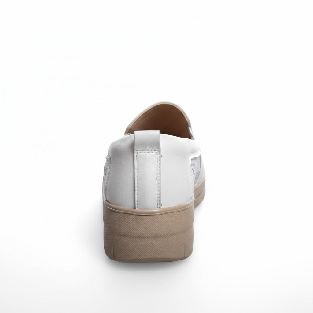 6036-2 Pantofi casual albi pentru femei