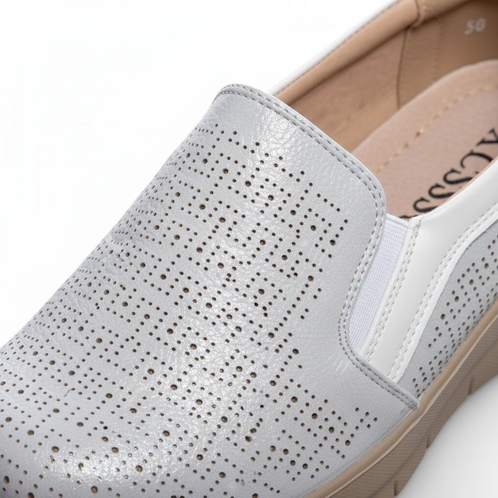 6036-2 Pantofi casual albi pentru femei