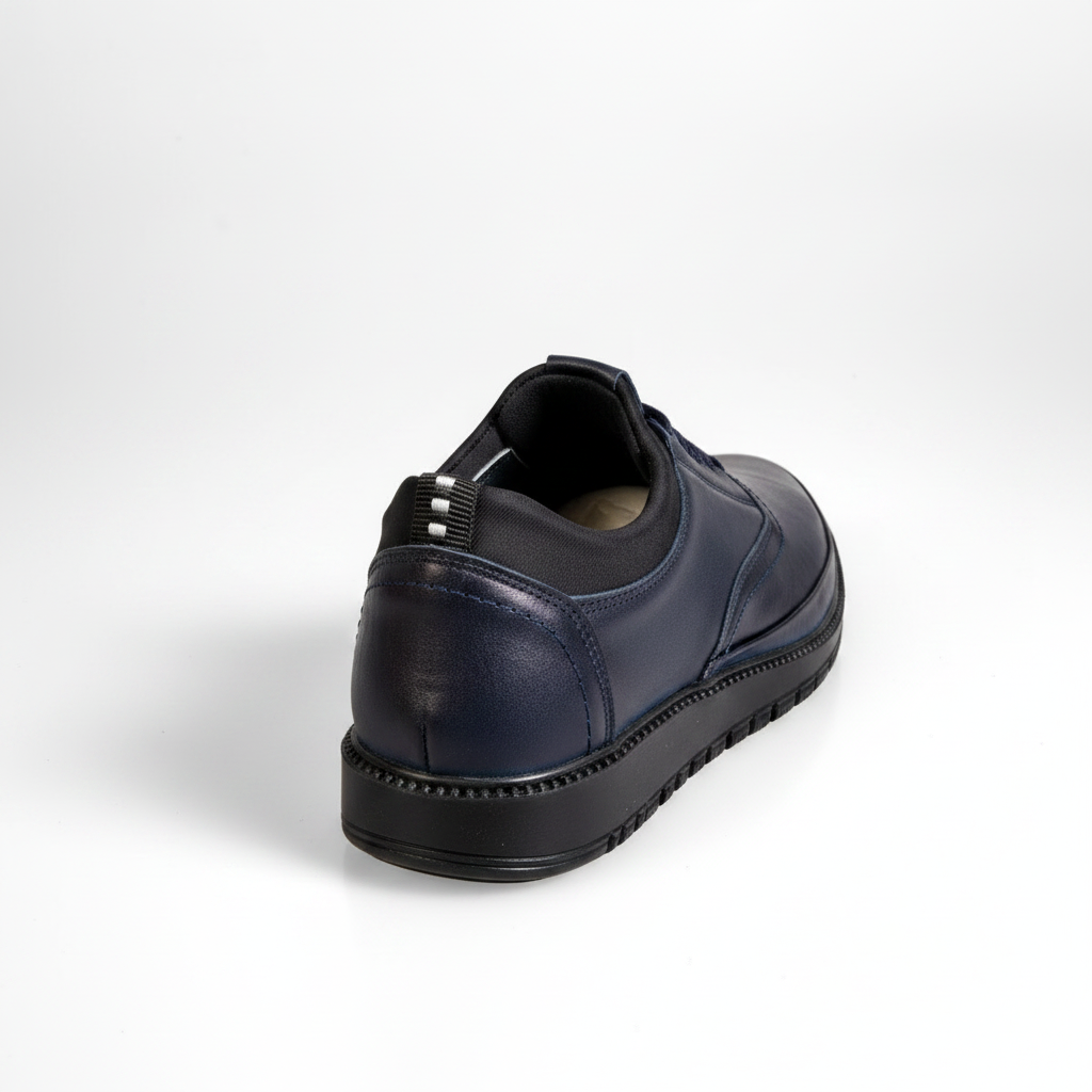 621005 Niebieskie męskie buty z prawdziwej skóry