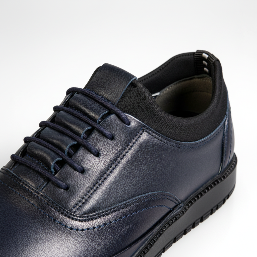 621005 Niebieskie męskie buty z prawdziwej skóry