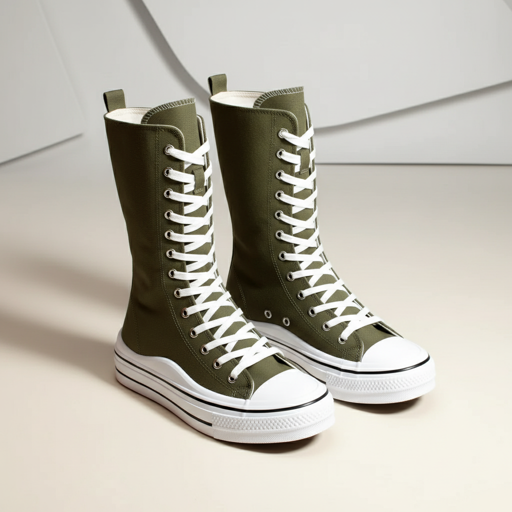 6610-9 Verde armată  Adidași casual eleganți pentru femei