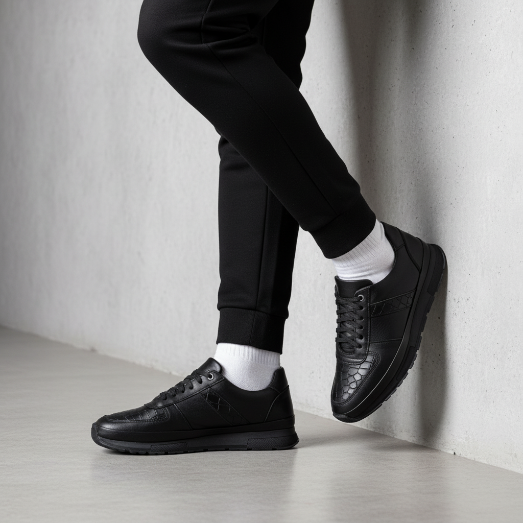 762001 Czarne męskie buty codzienne