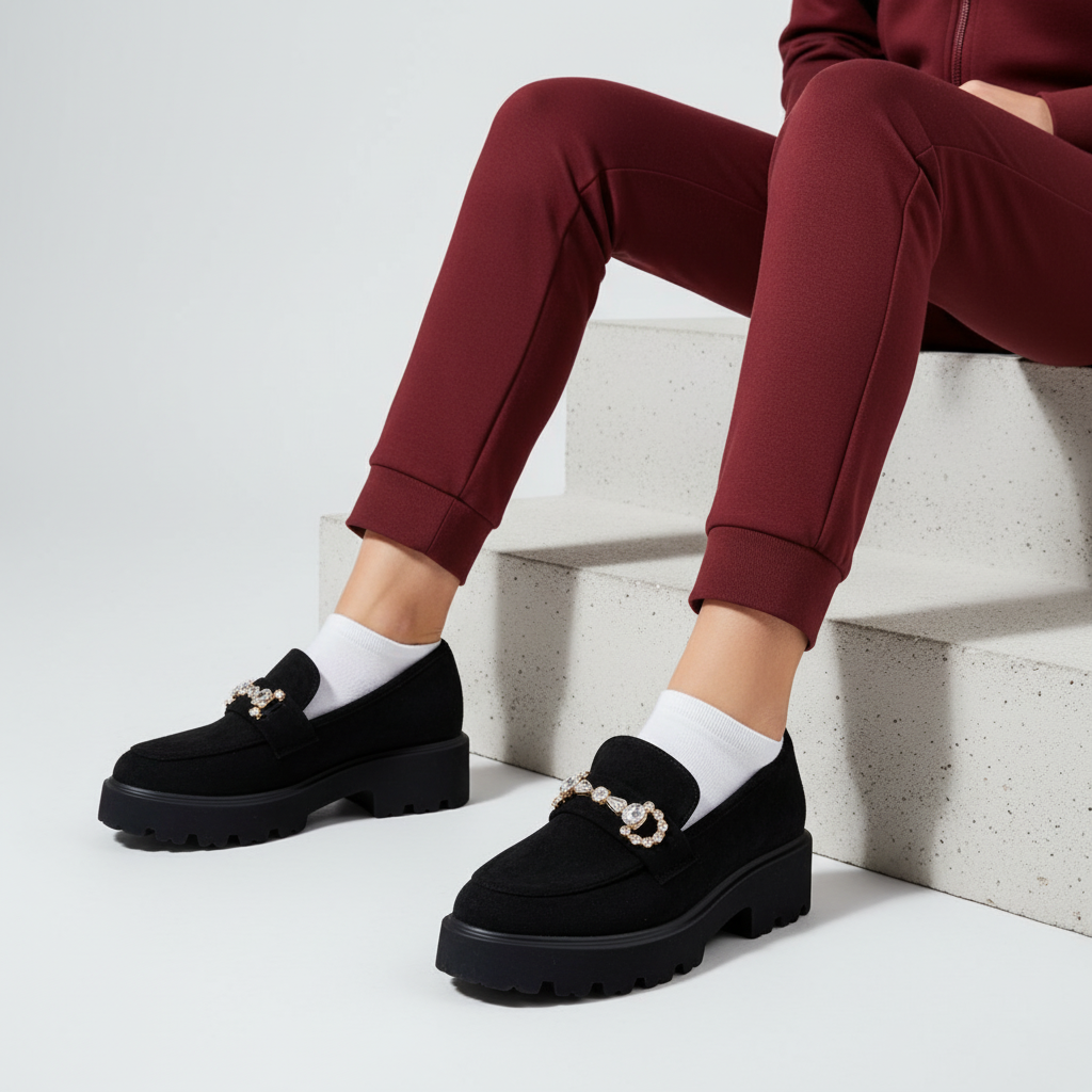 A5617-1 Czarne damskie buty codzienne