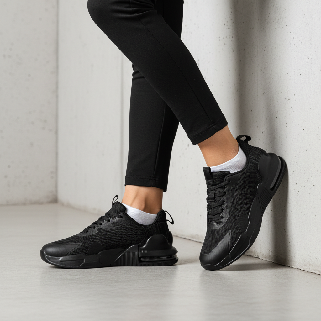 BL515-1 Adidași clasici cu talpă înaltă pentru femei – Negru