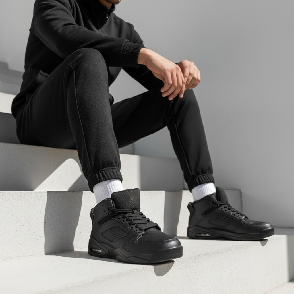 BL395-1 Pánské elegantní nízké tenisky – černé