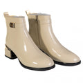 F5186-2 Béžové dámské kotníkové boty na podpatku
