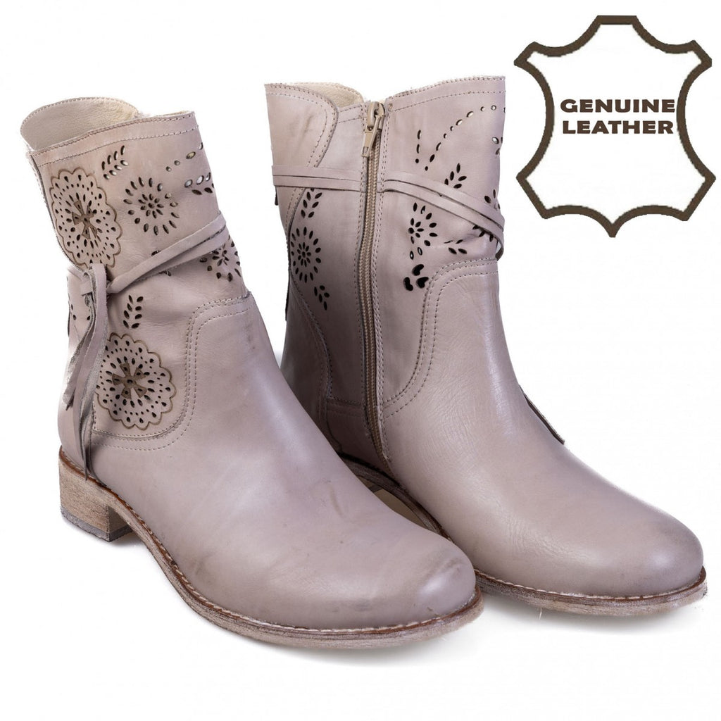 G-104 Šedé dámské boty z přírodní kůže