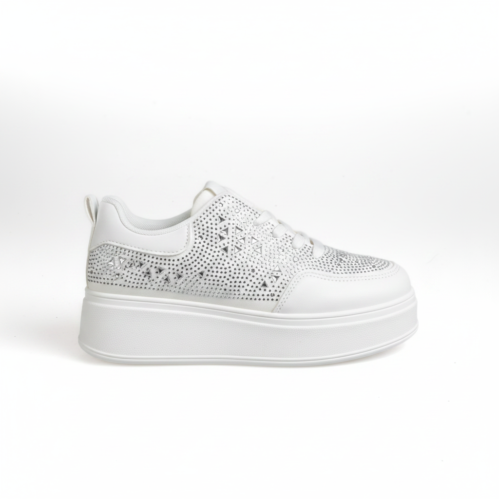 J25221-2 Adidași urbani cu talpă înaltă pentru femei – Alb
