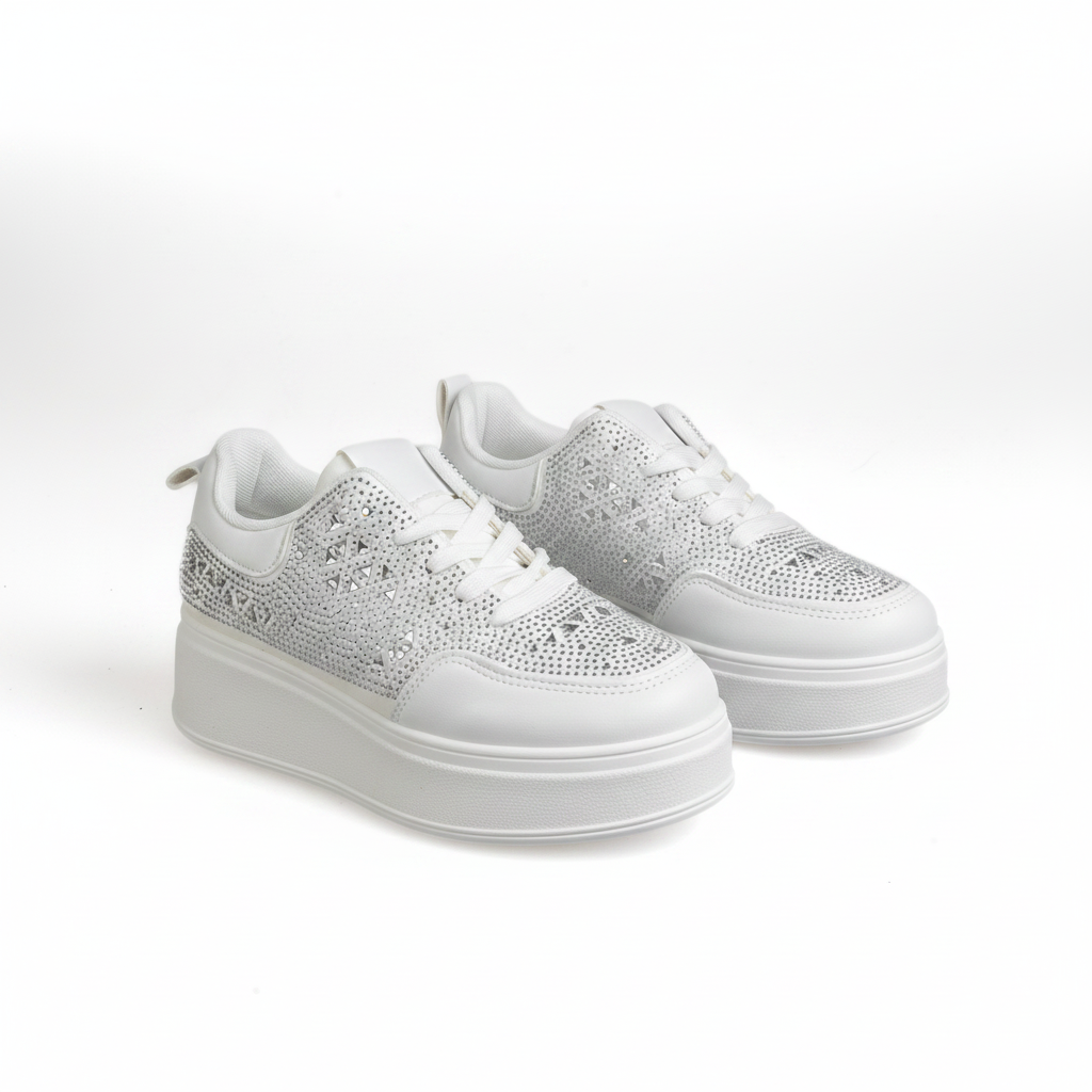 J25221-2 Adidași urbani cu talpă înaltă pentru femei – Alb