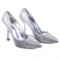 JK-973-1 Stříbrné dámské boty na vysokém podpatku