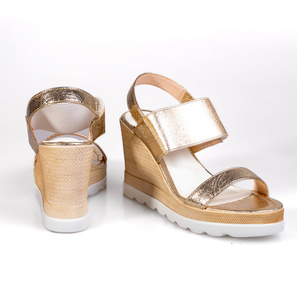 A3463-29 Gold – Women’s Metallic Wedge Sandals