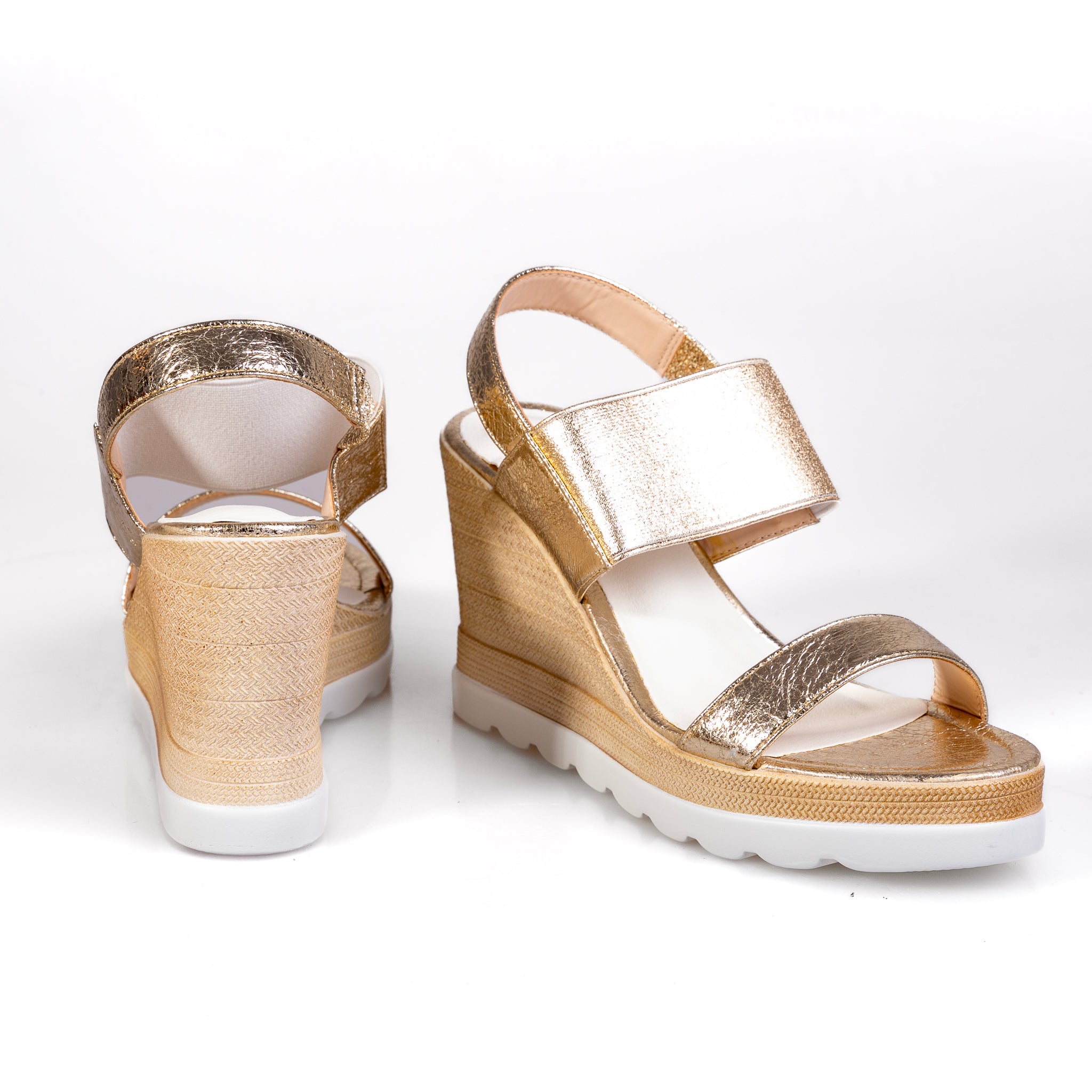 A3463-29 Gold – Women’s Metallic Wedge Sandals