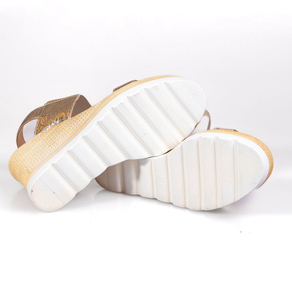 A3463-29 Gold – Women’s Metallic Wedge Sandals