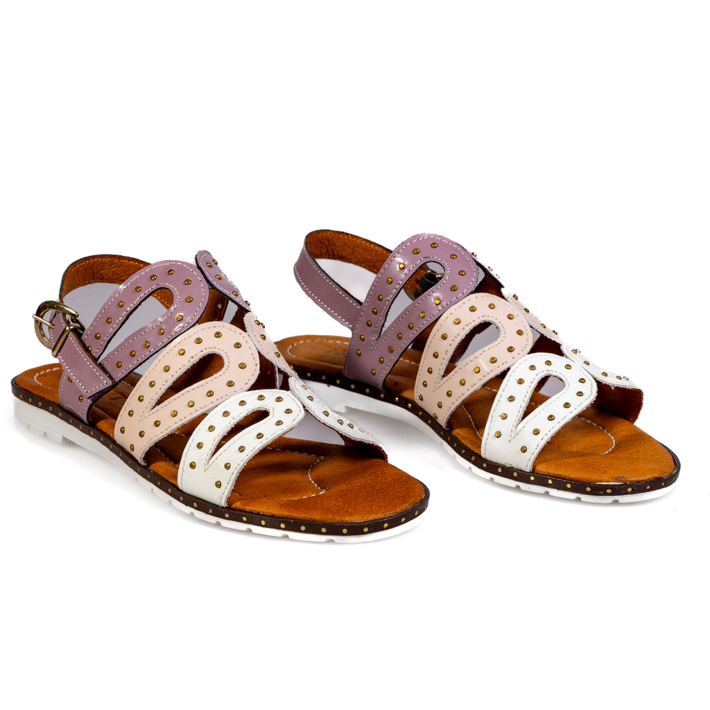 1123 – Women’s Laser-Cut Genuine Leather Slippers